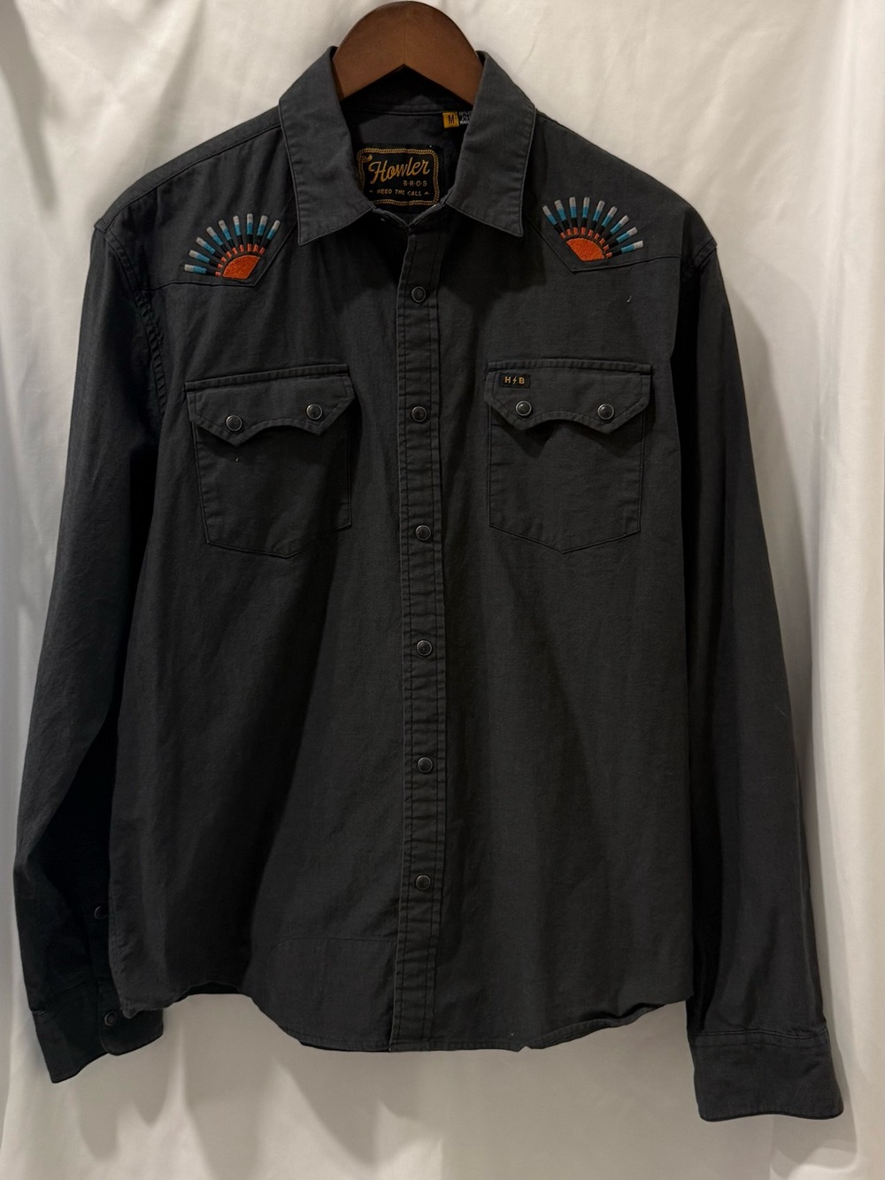 Howler Brothers Charcoal Embroidered Western Snap Shirt Jacket - Picture 2 of 9